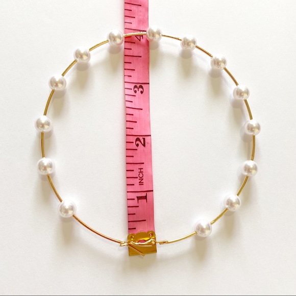 BEST SELLER🌟BOHO Chic BIG 4” Pearl Gold Hoops - Picture 4 of 11
